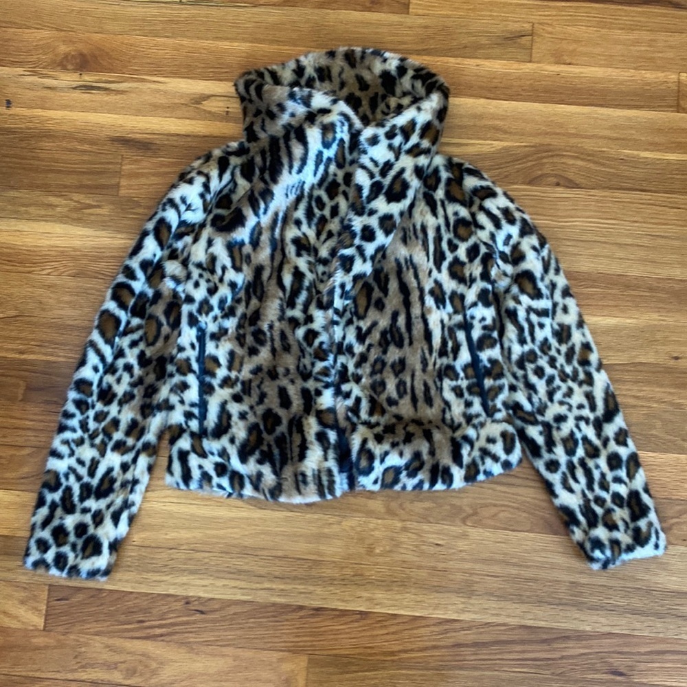 Chaser Women’s Cheetah Print Fur Jacket Size XS